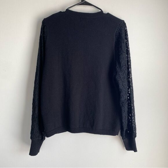 Cami NYC Lita Open-Knit Lace Sleeve 100% Merino Wool Cardigan Sweater - Picture 6 of 6